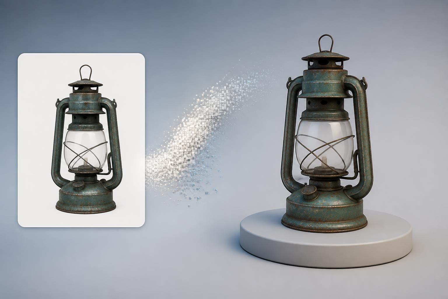Pixal3D AI converting a single image into a textured 3D model draft