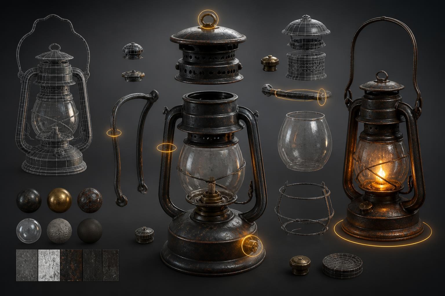 Rodin gen-2.5 style part separation and local refinement visualized on a 3D asset