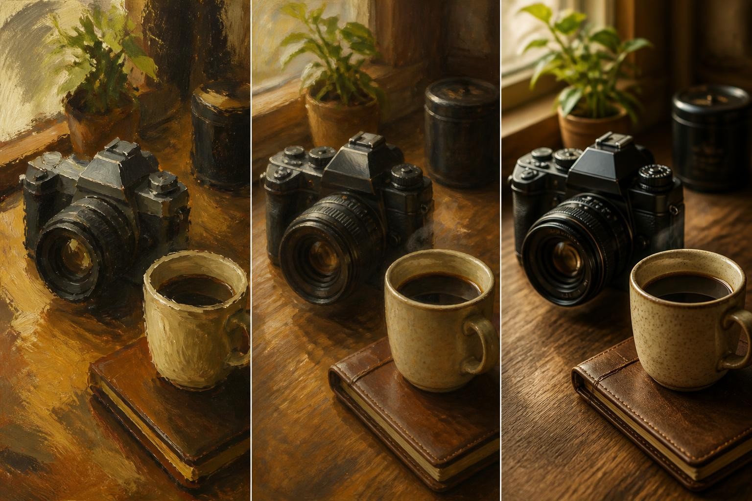 Visual comparison of cost tiers showing different levels of image detail and refinement