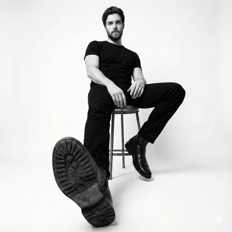 nano banana prompts: B&W Fashion Studio Portrait