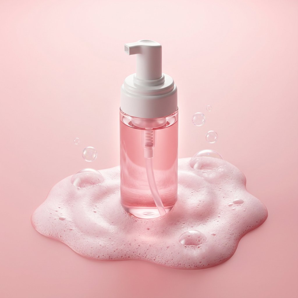 nano banana prompts: Pink Cleanser Product Photography